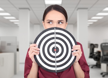 Woman holding targeted.の写真素材