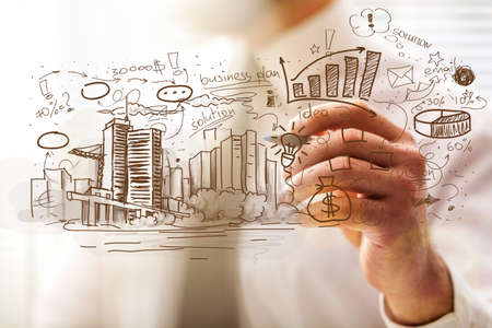 Businessman hand  draw illustration.の写真素材