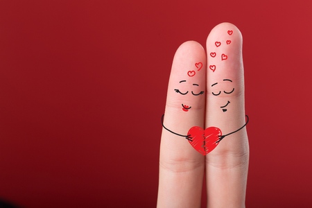 Painted smiley and hugging.
