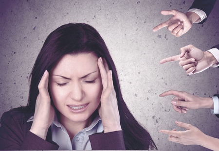 Anxious woman judged.