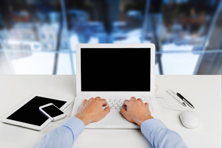 Man work on laptop.