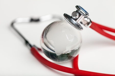 Globe with a stethoscope.の写真素材