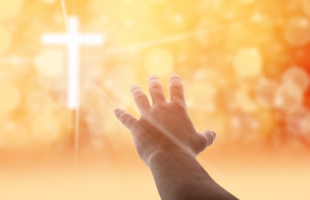 Human hands open palm up worship. Eucharist Therapy Bless God Helping Repent Catholic Easter Lent Mind Pray. Christian concept background.の写真素材