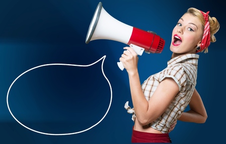 Woman with loudspeaker.の写真素材