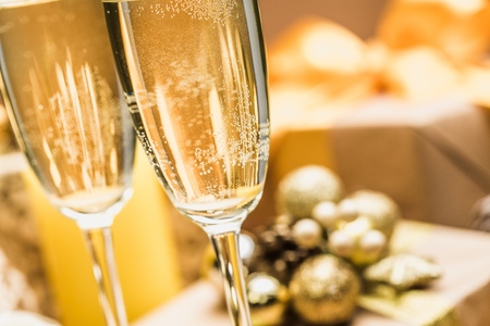 Two champagne glasses.の写真素材