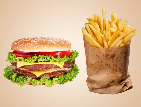 Burger and french fries.