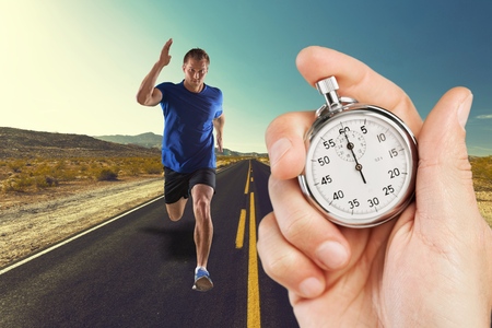 one caucasian man young sprinter runner running  in silhouette studio  on white background