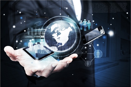 Technology in the hands of businessmen
