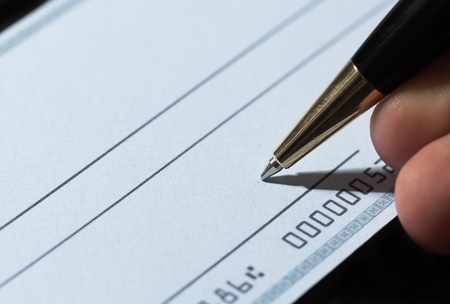 Writing a Checkの写真素材