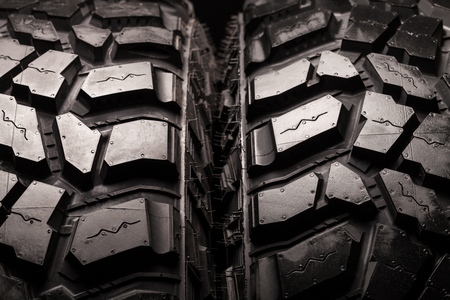 Car tires isolated on whiteの写真素材