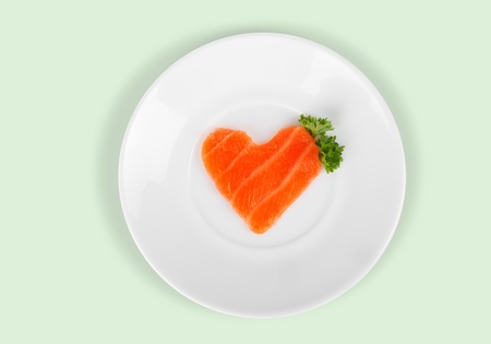 Heart Shape of Fresh Salmonの写真素材