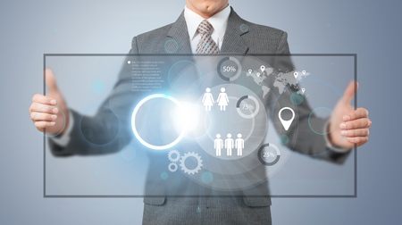 Business person working with modern virtual technologyの写真素材