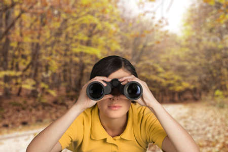 Young girl is discovering the surrouding