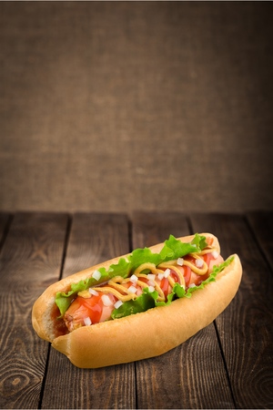 Hot Dog with all the Fixingsの写真素材