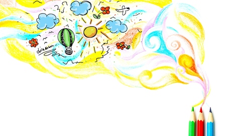 Pencil drawing blue smokeの写真素材