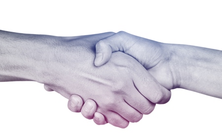 Two hands (helping hand to a friend)の写真素材