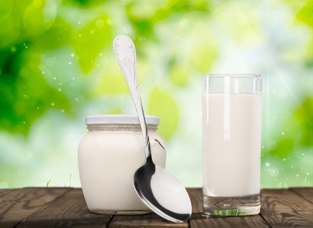 glass of milk and sunny dayの写真素材
