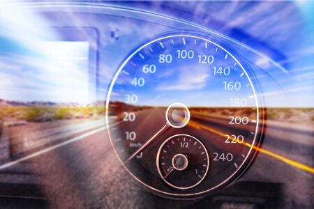 Closeup of a Speedometer in a Carの写真素材