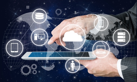 touch screen ,touch- tablet in hands