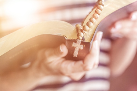 Woman Reading the Bibleの写真素材
