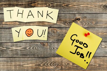 Thank You - Words on Yellow Sticky Notesの写真素材