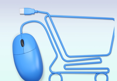 Mouse shopping cart whiteの写真素材