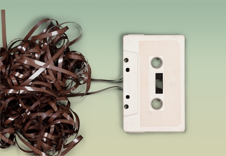 Audio tape cassette with subtracted out tapeの写真素材