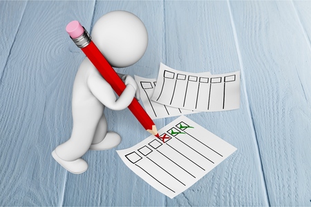 3D guy and complete checklist.の写真素材