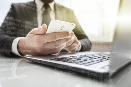 Website designer working digital tablet and computer laptop with smart phone and digital design...