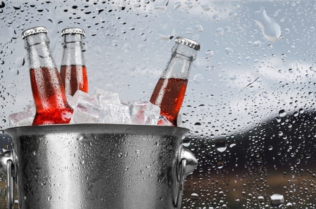 Beer Bottles on Iceの写真素材