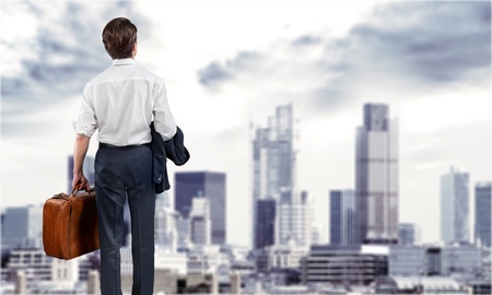 businessman must choose between different destinationsの写真素材