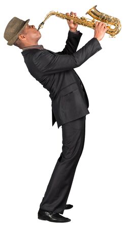 Musician playing saxophoneの写真素材