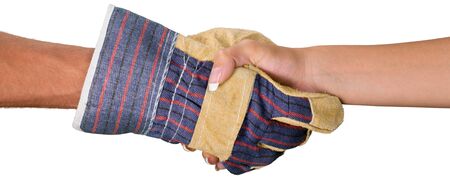 Closeup of Person with Safety Glove Shaking Hand