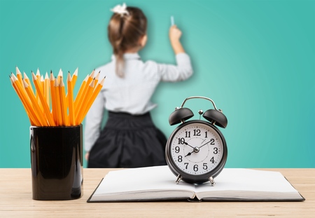 School girl standing in classの写真素材