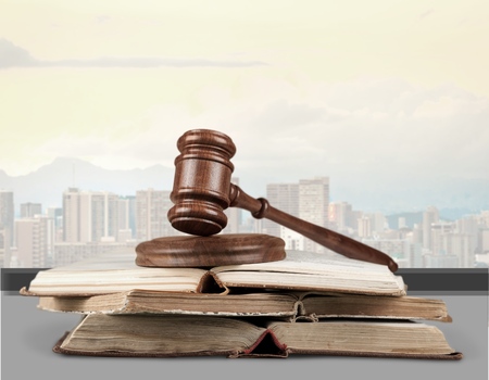 Justice law legal concept. Statue of justice with city background.の写真素材