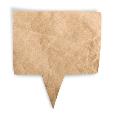 Crumpled Paper speech bubble isolated on white background