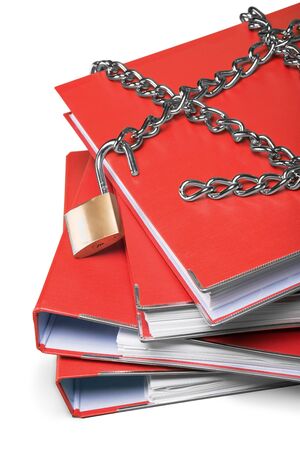 Padlock and Chain on Foldersの写真素材