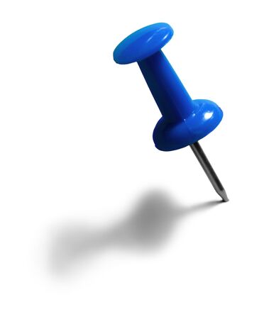 Blue pin on white backgroundの写真素材