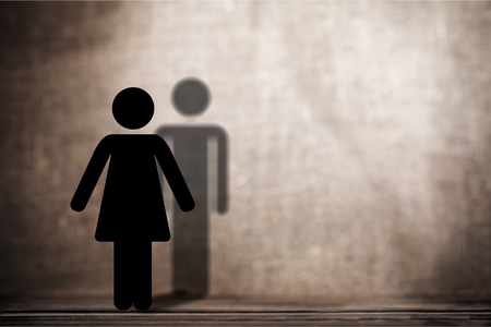 Dark silhouette of a human on aの写真素材