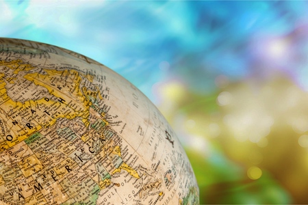 Globe on blurred backgroundの写真素材