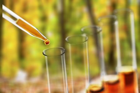 A pipette and  chemical bottleの写真素材