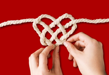 Rope in heart shape knotの写真素材