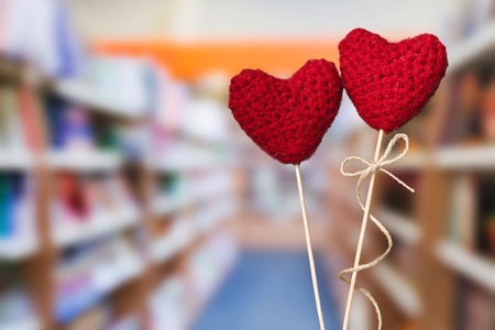 Love heart hanging in library