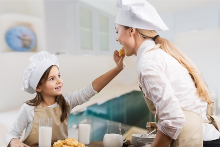 happy family in the kitchenの写真素材