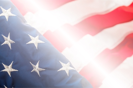 USA flag. American flag. American flag blowing wind. Close-up. Studio shot.の写真素材