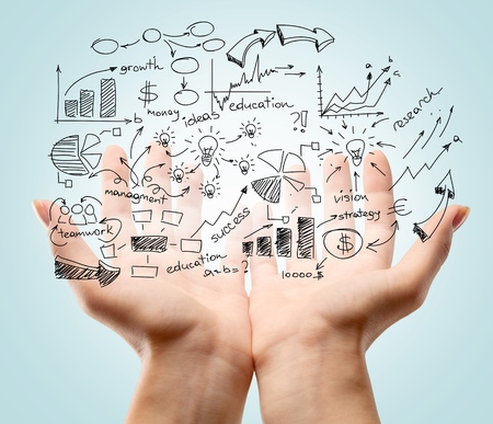 Business infographic in hands