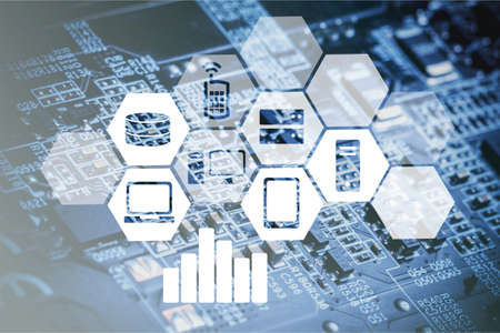 Image of business with digital illustrationの写真素材