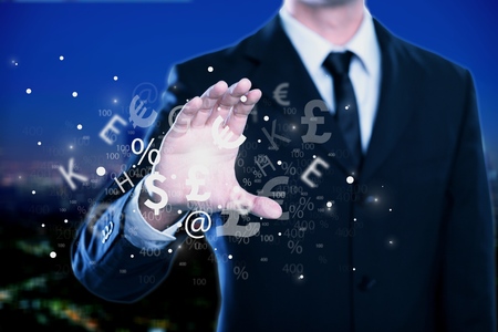 Man holding illustrationの写真素材