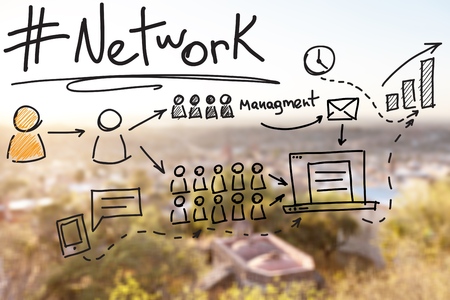 Social  illustration on natural backgroundの写真素材