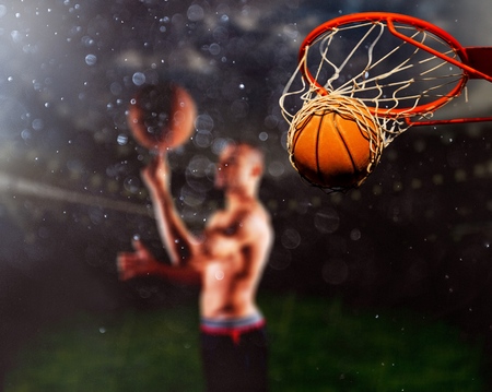 Basket player on stadiumの写真素材